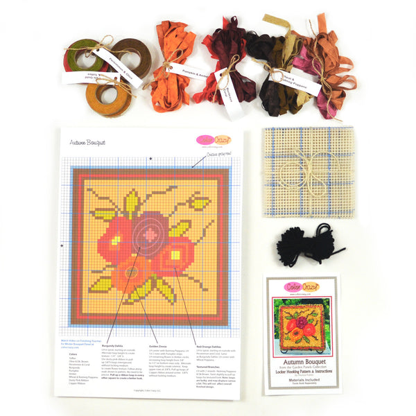 Locker Hooking Kit for locker hooked Autumn Garden Mat - from Color Crazy