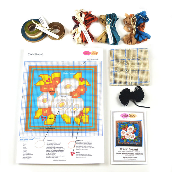 Locker Hook Materials for winter bouquet locker hooking kit.