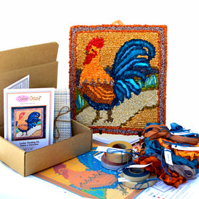 locker hooking kit, rooster, all materials