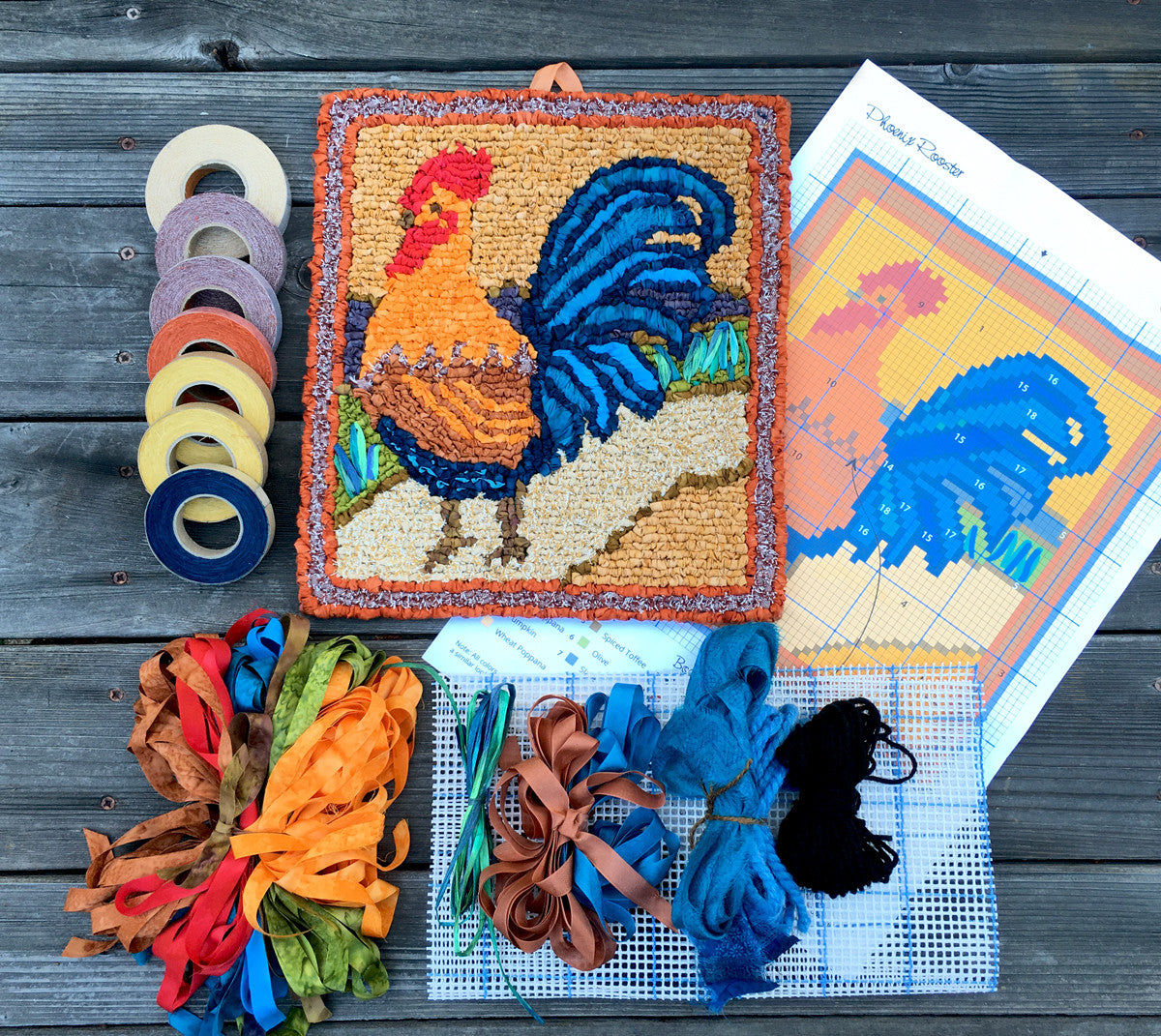 Phoenix Rooster Locker Hooking Kit - Color Crazy
