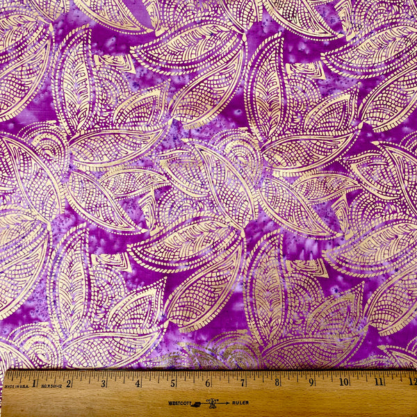 Color Crazy Hand-Dyed Cotton Fabric - Lavender with Gold Leaf