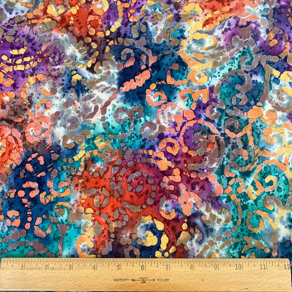 Color Crazy Hand-Dyed Cotton Fabric - Spiced Swirls