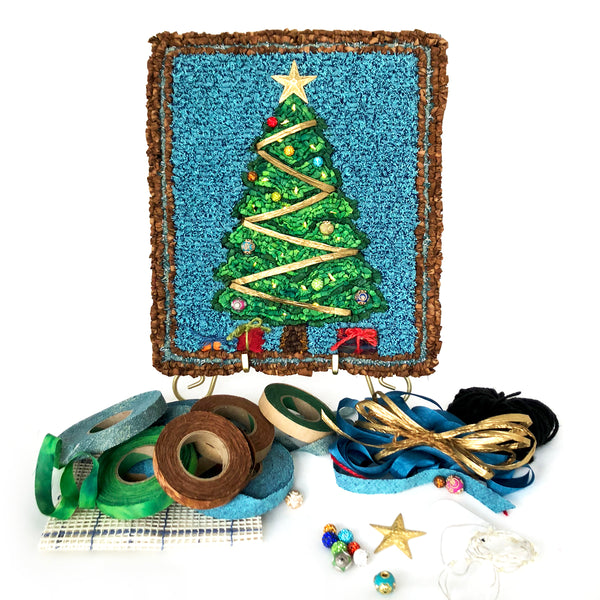 locker hooking, kit, rug kit, locker hook, Christmas, craft kit, Christmas tree kit, needlework kit, stitching
