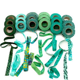 cotton fabric strips, hand-dyed, 3/4"wide, 300 yds, great for locker hooking, weaving, crochet, ribbon, gift wrap