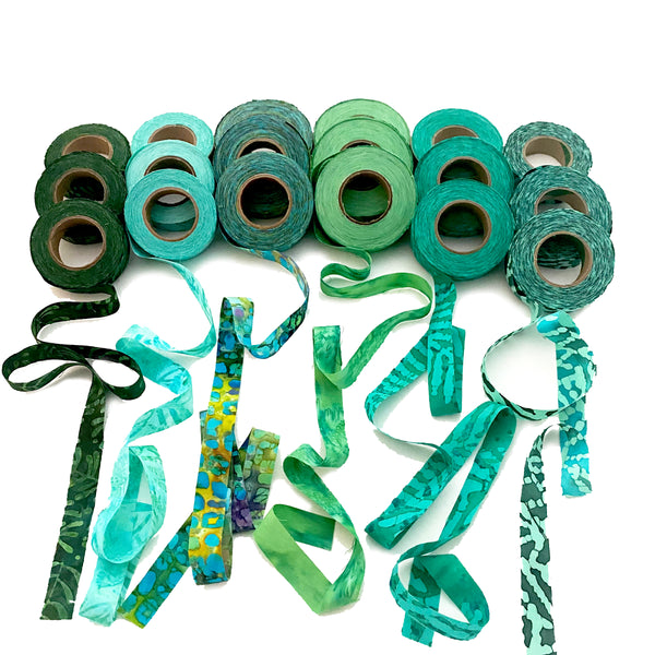 cotton fabric strips, hand-dyed, 3/4"wide, 300 yds, great for locker hooking, weaving, crochet, ribbon, gift wrap