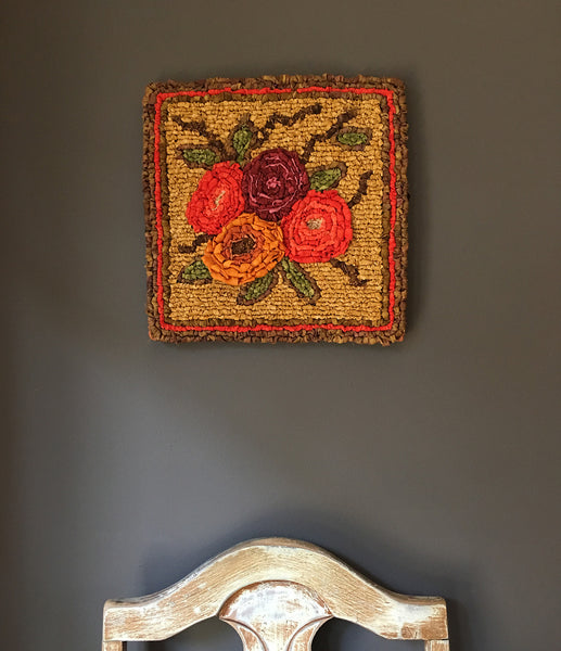 Locker Hooked Garden Mat as wall art- Locker hooking kit from Color Crazy