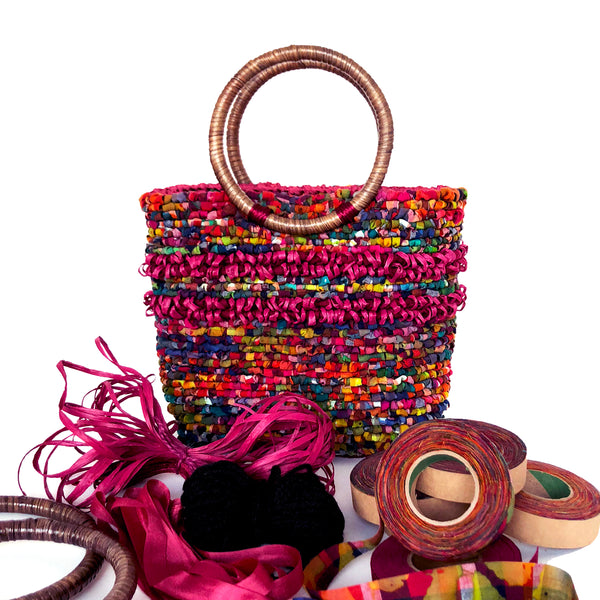 Color Crazy Locker Hooking kit for locker hooked Holiday Tote bag or wine carrier. 
