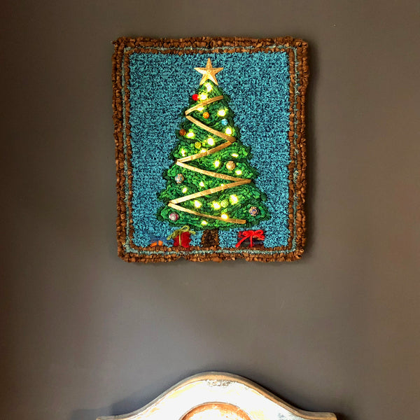 locker hooking, kit, rug kit, locker hook, Christmas, craft kit, Christmas tree kit, needlework kit, stitching