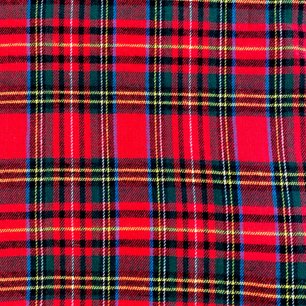 cotton, flannel, soft, red, stewart, plaid, 44"w, by the yard