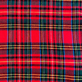 cotton, flannel, soft, red, stewart, plaid, 44"w, by the yard