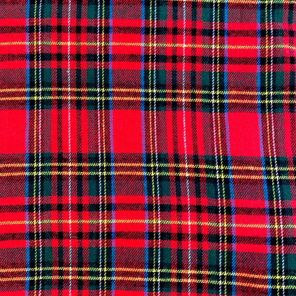 cotton, flannel, soft, red, stewart, plaid, 44"w, by the yard