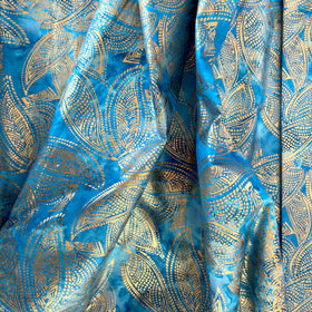 Color Crazy Hand-Dyed Cotton Fabric - Sky Blue with Gold Leaf